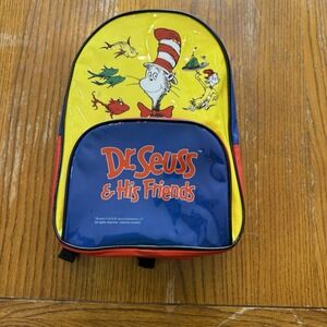 Dr Seuss And His Friends-Mini Backpack Zippered Book Bag-Sack Yellow Cat Hat